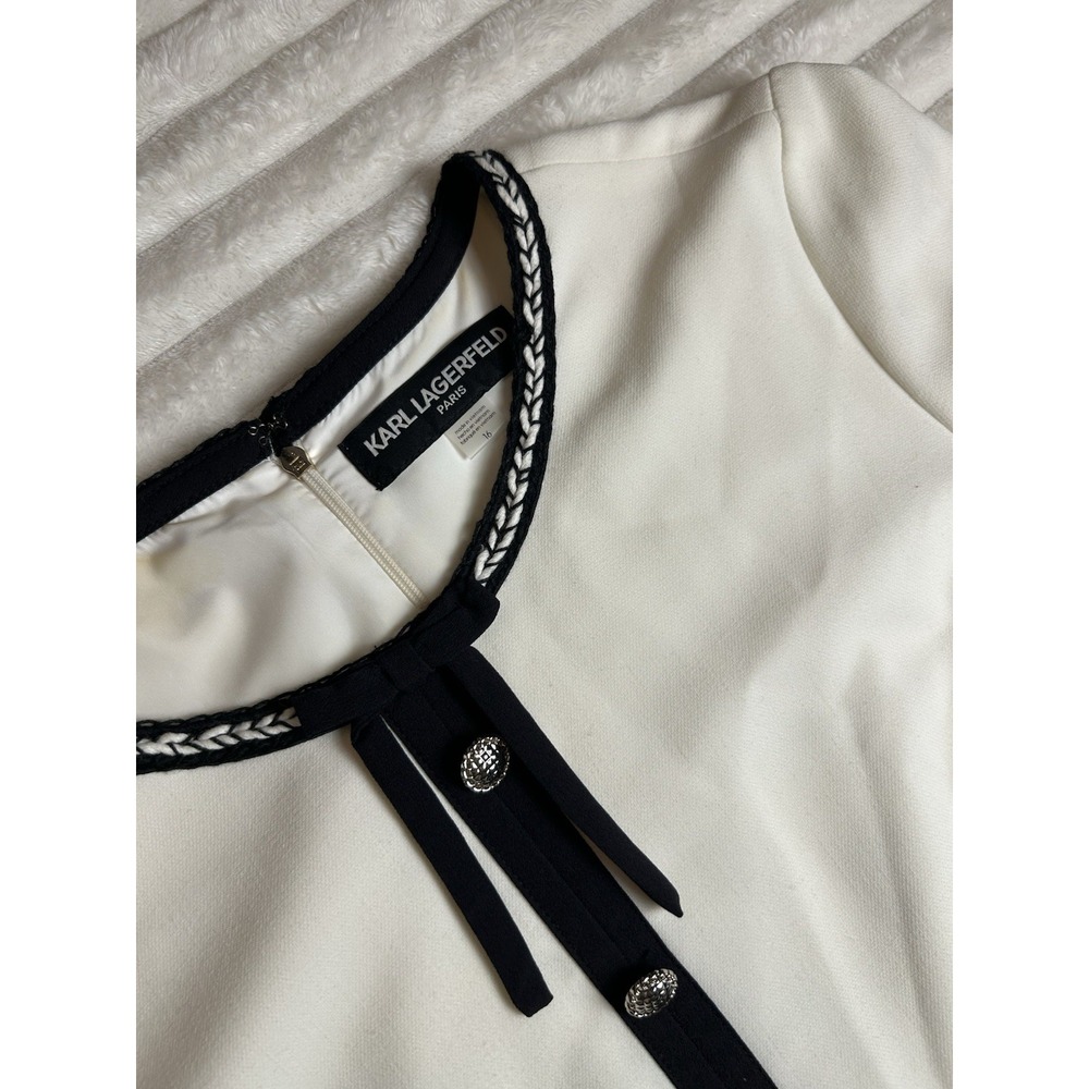 Karl Lagerfeld Paris Colorblock Black White Preppy Quiet Luxury Dress Size 16